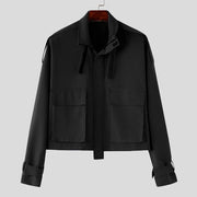INCERUN Men Solid  Stand Collar Long Sleeve