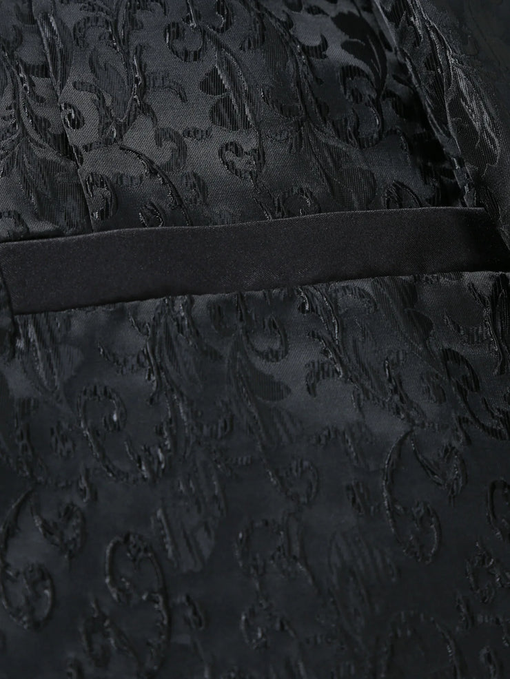 Luxury Black jacquard printed suit for men