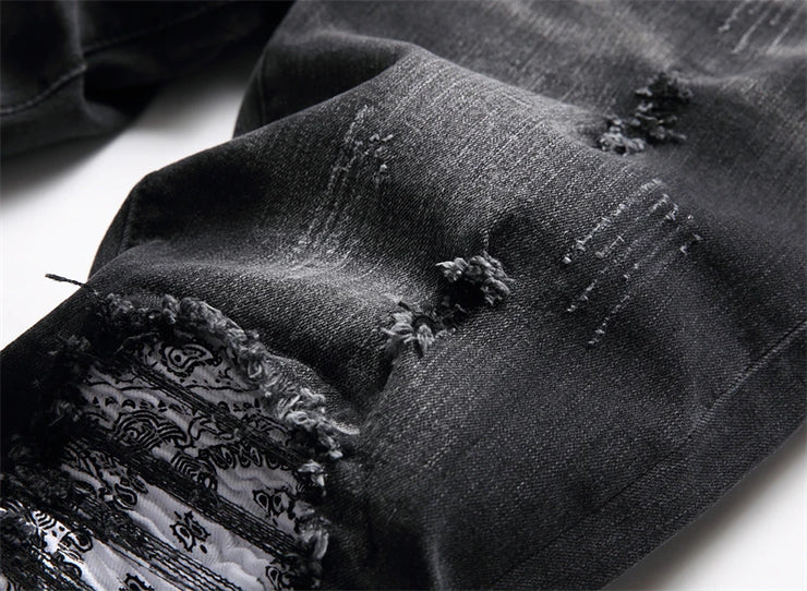 Men's Distressed Stretch Ripped Hip Hop Slim Fit