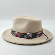 Retro Feather Fedoras Felt Wide Brim Jazz Cap