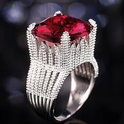 Gorgeous Hyperbole Red Cubic Zirconia Ring