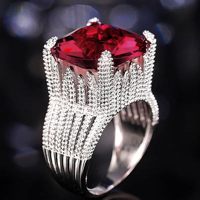 Gorgeous Hyperbole Red Cubic Zirconia Ring