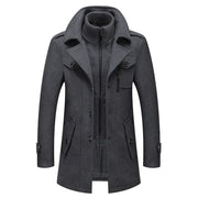 Thickended Men's Wool Blend Winter Double Collar jacket