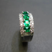 Luxury Dark Green Square Cubic Zirconia Ring