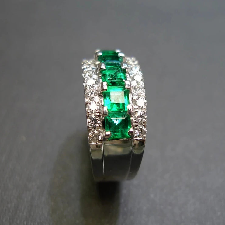Luxury Dark Green Square Cubic Zirconia Ring
