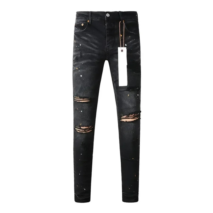 High Quality  American High Street Ripped Patch Trend Denim