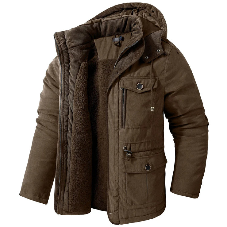 mens warm Outdoor Multi-pocket Windbreaker Jacket