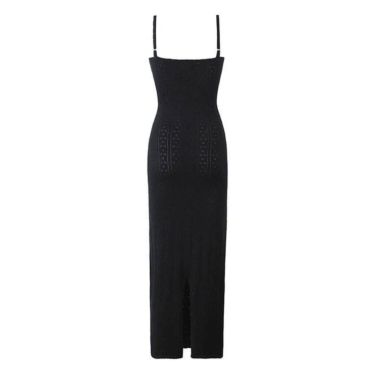 Women's Sexy Hollow Out Knit Sling Midi Dress