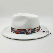 Retro Feather Fedoras Felt Wide Brim Jazz Cap