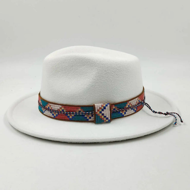 Retro Feather Fedoras Felt Wide Brim Jazz Cap