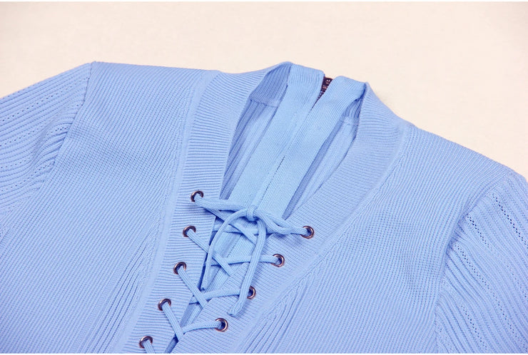 Designer Sexy V-neck Short Sleeved Slim Dress