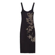 Luxury Stretch Knit Sequins Sweetheart Neckline Wide Shoulder Straps Long Dress