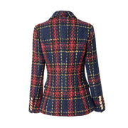 Scotticize Vintage Thick Woolen Red Plaid Pattern Slim Fit Blazer