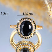 LUXARY BLACK ZIRCON STONE OVAL RING