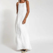 Women Cotton linen Side Split Long Slip Dress