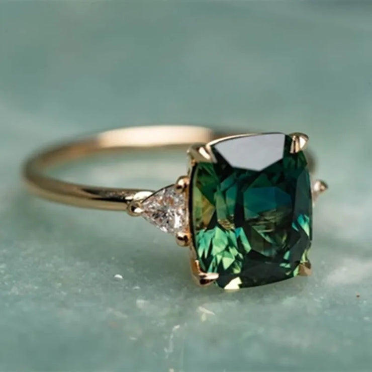 Elegant Square Emerald Ring for Women