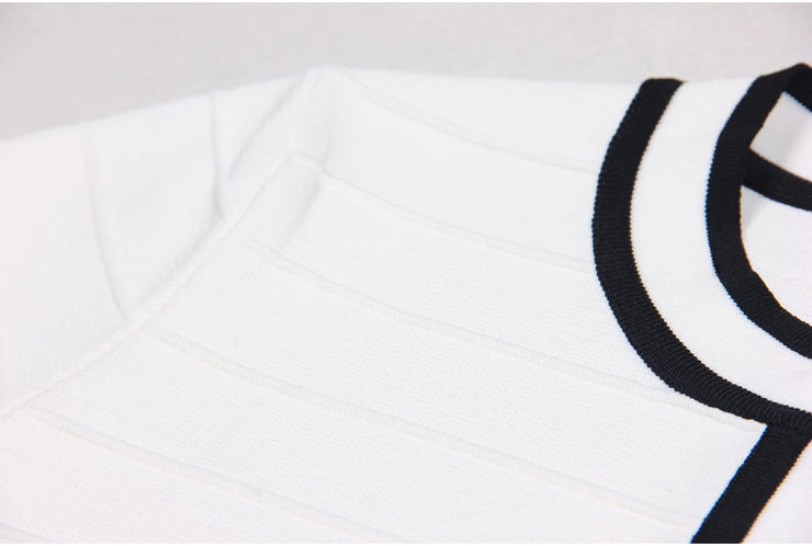 Luxury Short Sleeve Round Neck Stripe Slim Fit