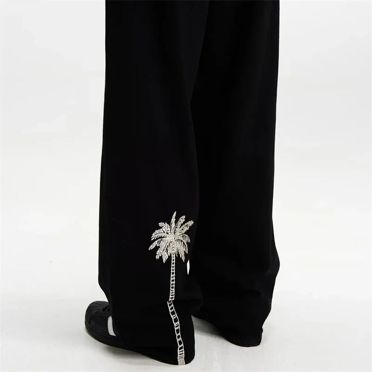 New Coconut Tree Embroidered Baggy Denim