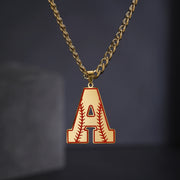 Alphabet A Baseball Pendant Necklace