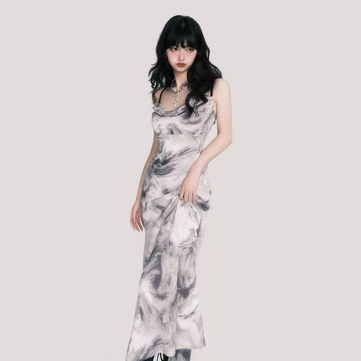 Sexy Spaghetti Straps Tie Dye Party Wear