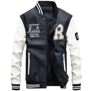 NEW EMBROIDERED THICKENED PLUSH BASEBALL  LEATHER LACKET