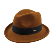 Retro Feather Fedoras Felt Wide Brim Jazz Cap