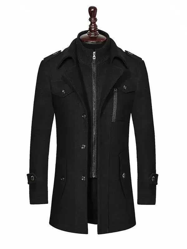 Casual Middle Long Scarf Collar Cotton-padded Thick Warm Woolen Coat