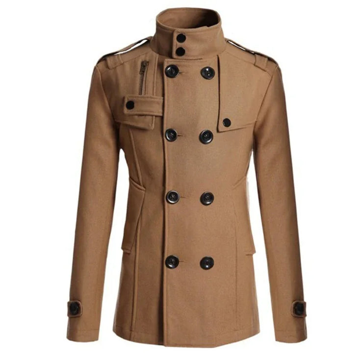 Men's Slim Fit Casual Double breasted Mid length jacket