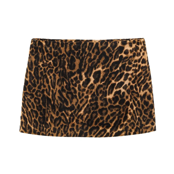 LUXARY LEOPARD  PRINTED TWO PIECE SKIRT SET FOR WOMEN