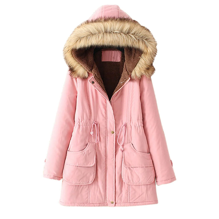 VELVET THICKENED MID LENGTH WARM JACKET