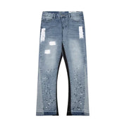 high street trendy loose straight micro-flared long trousers