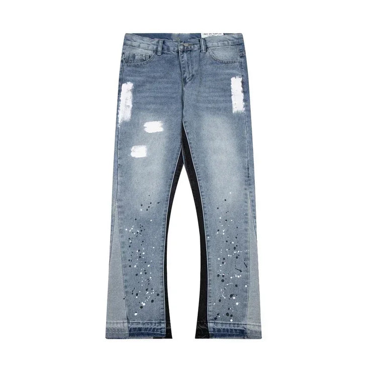 high street trendy loose straight micro-flared long trousers