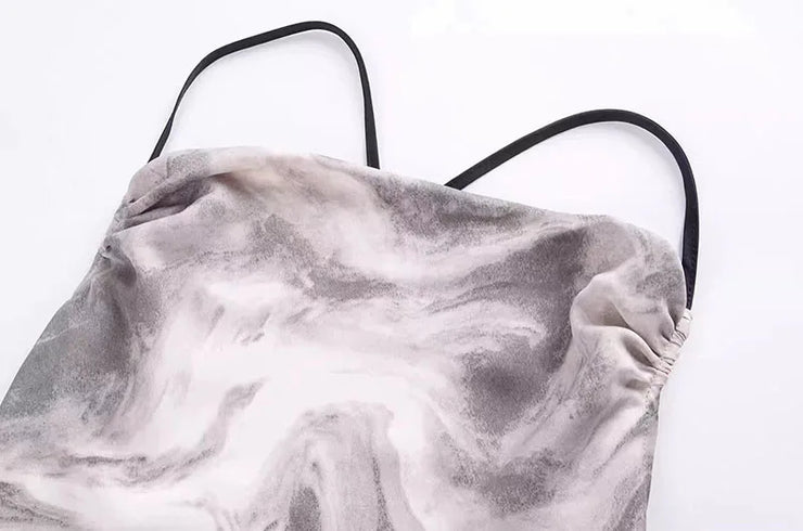Sexy Spaghetti Straps Tie Dye Party Wear