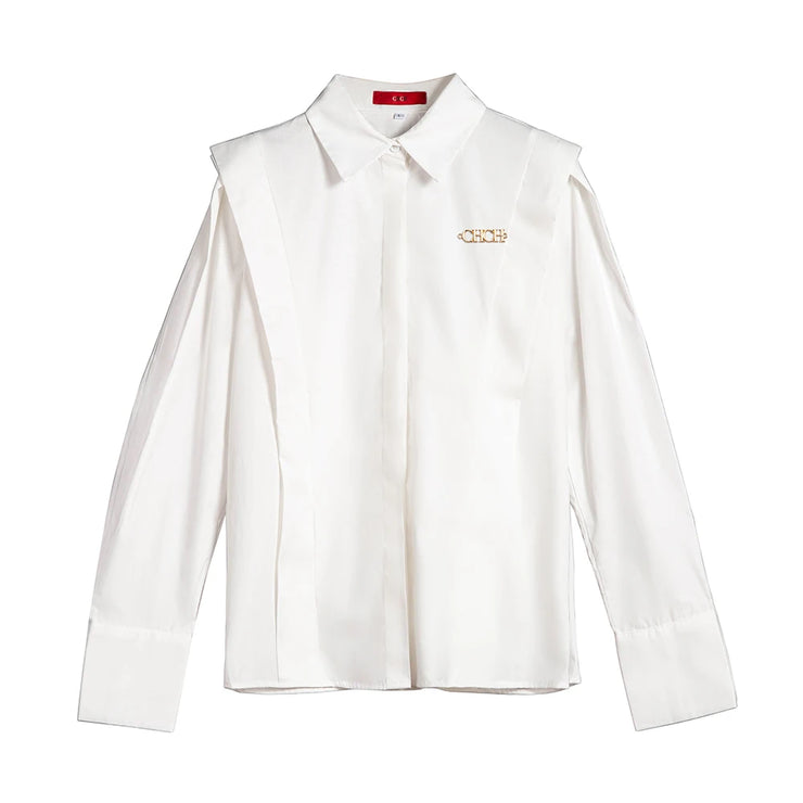 WOMEN'S SOLID OFFICE LONG SLEEVE SINGLE BREASTED SHIRT