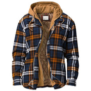 Men's Quilted Lined Button Down Plaid Shirt