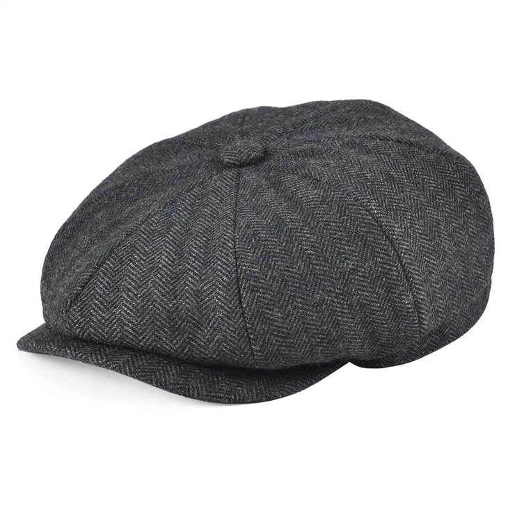 BOTVELA Blue Herringbone Newsboy Cap