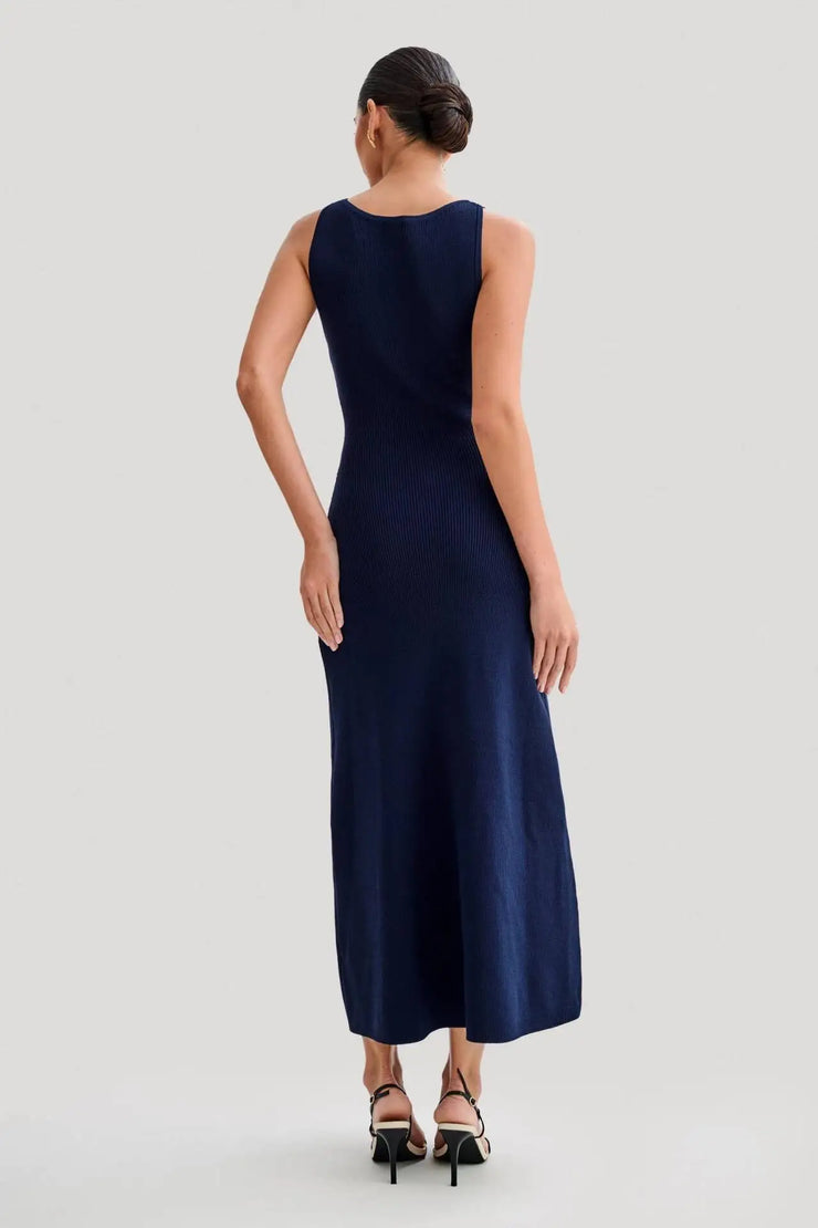 Women's Elegant Knitted Single Breasted Long Dress
