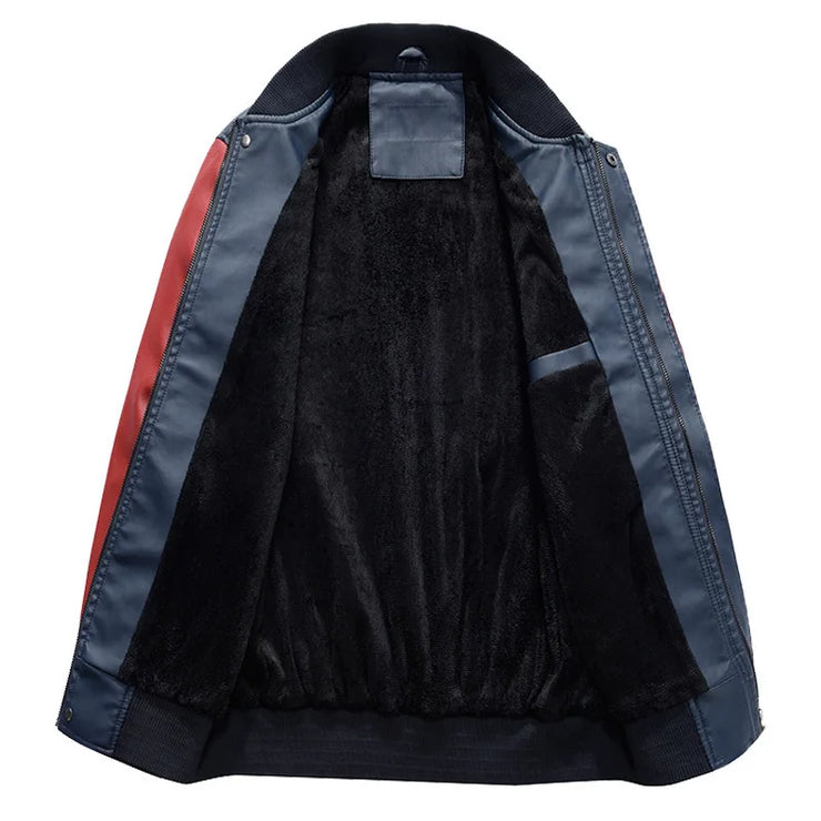 NEW EMBROIDERED THICKENED PLUSH BASEBALL  LEATHER LACKET