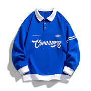 Men Oversized Contrasting Colors Lapel Sweatshirt