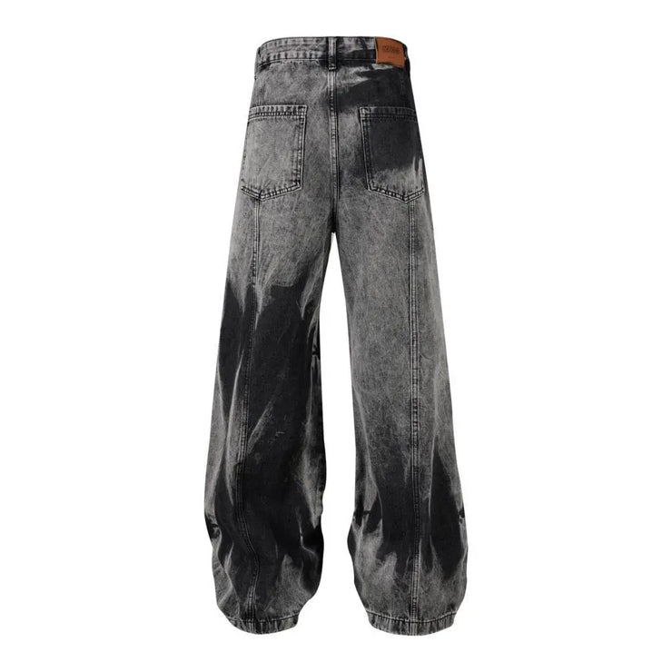 Casual Multi-pocket Washed Bottom Straight jeans