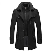 Thickended Men's Wool Blend Winter Double Collar jacket