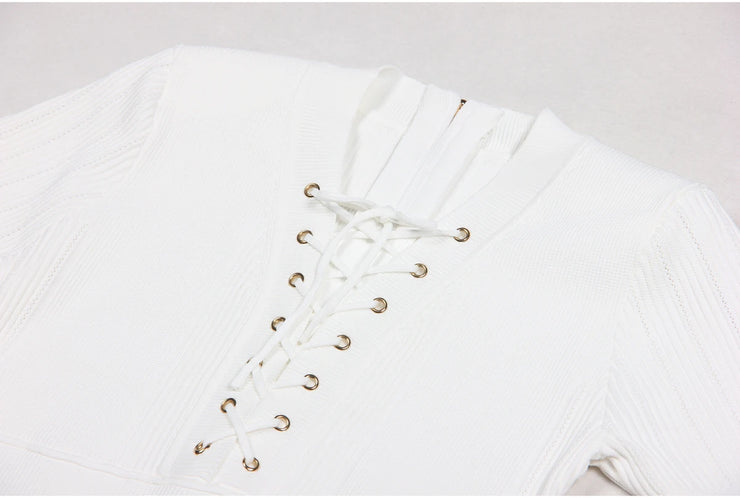 Designer Sexy V-neck Short Sleeved Slim Dress
