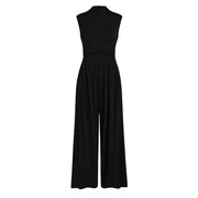 Women Sleeveless Half-High Collar Jumpsuit