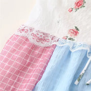 European niche hanging neck floral lace patchwork dress