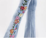 Luxury flora Embroidered Flared Denim