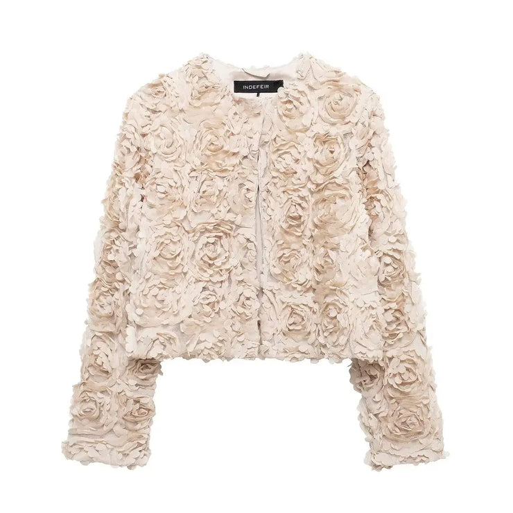 Women's Long Sleeve Flower Decorative Jacket