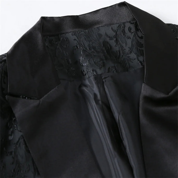 Luxury Black jacquard printed suit for men