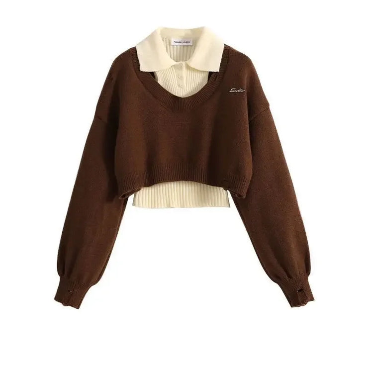 Preppy Style Women's Cropped Sweater