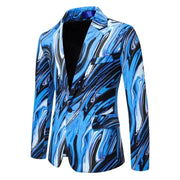 New Men's Fashionable Colored Printed Single Button Jacket