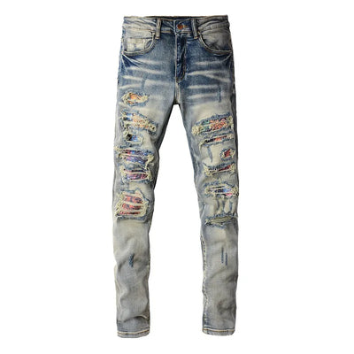 American High Street Ripped and Patchwork Jeans
